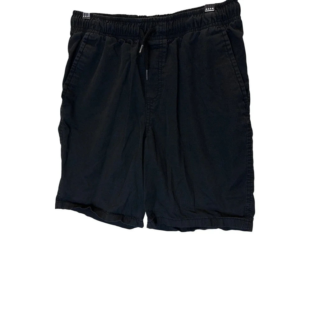 Cat & Jack Boys Black Elastic Waist Drawstring Chino Shorts XL 14 100% Cotton